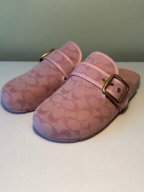 Coach Women's Archival Buckle Clog In Signature Jacquard Canvas